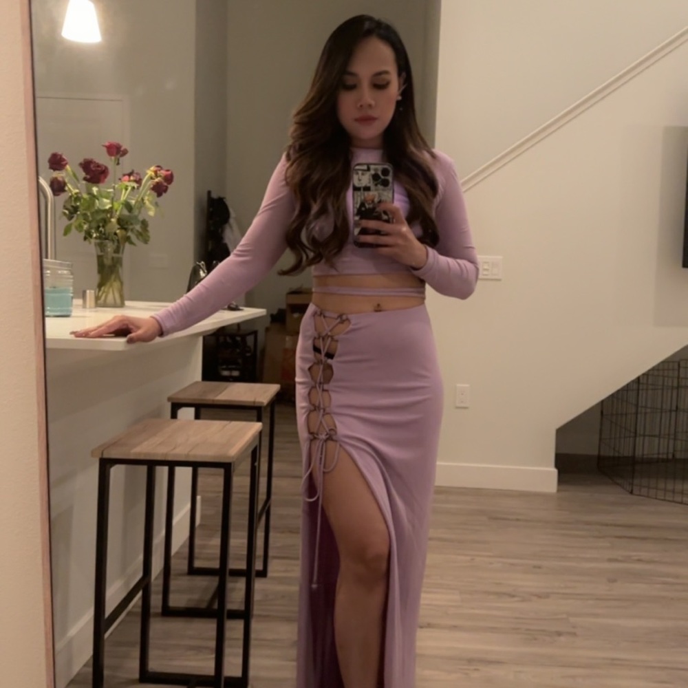 Dundas Sutara Lace Up Crop top lilac purple IT 38 / US 2long sleeve